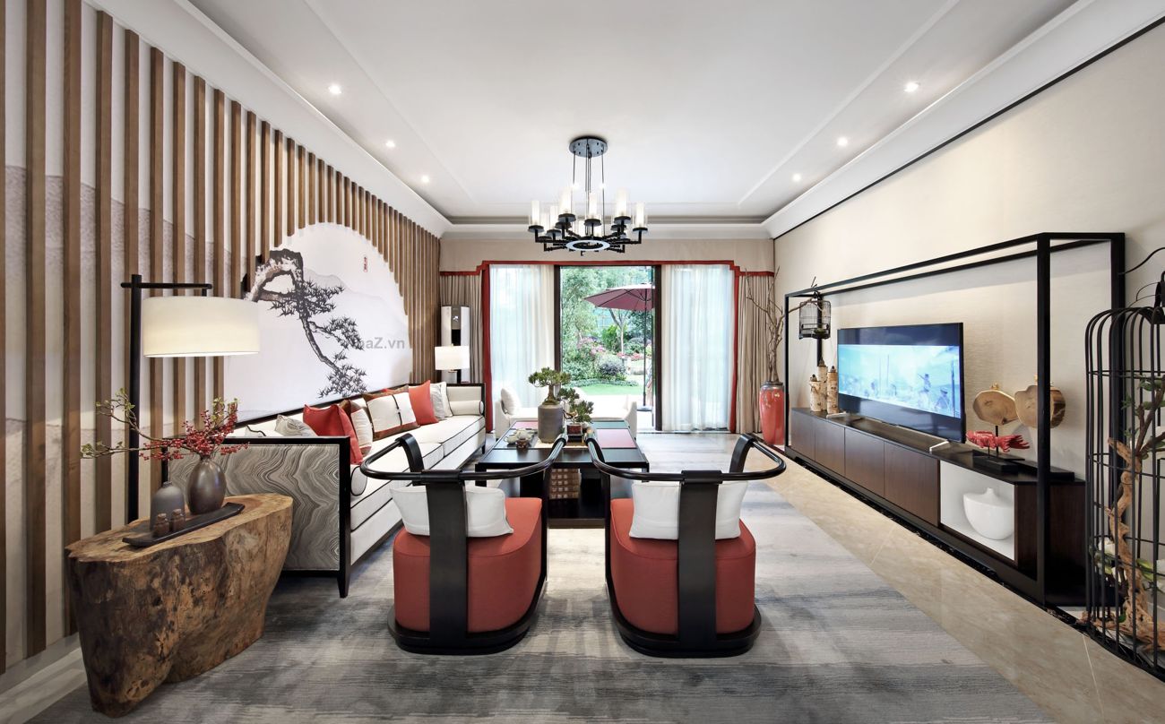 Thiết kế Nội thất Phòng Khách Phong cách Trung Hoa
