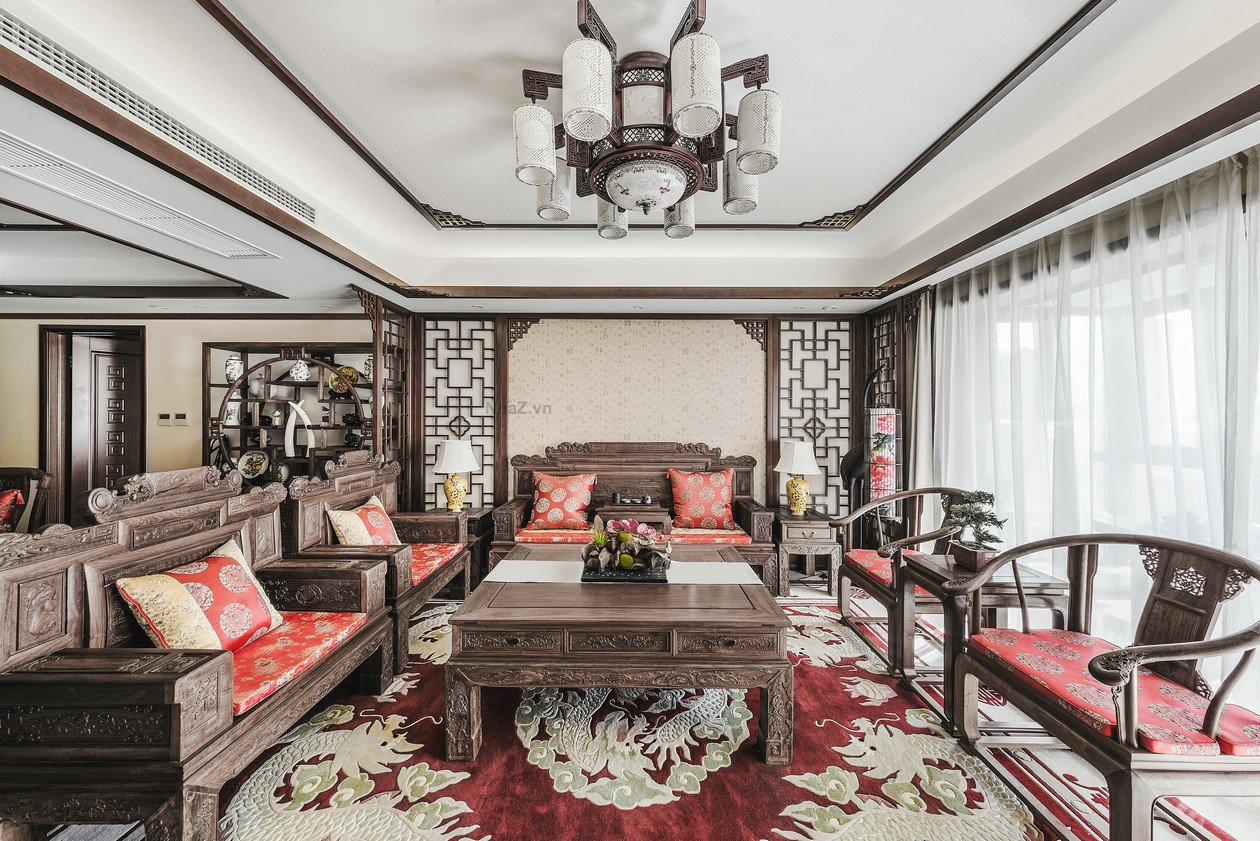 Thiết kế Nội thất Phòng Khách Phong cách Trung Hoa